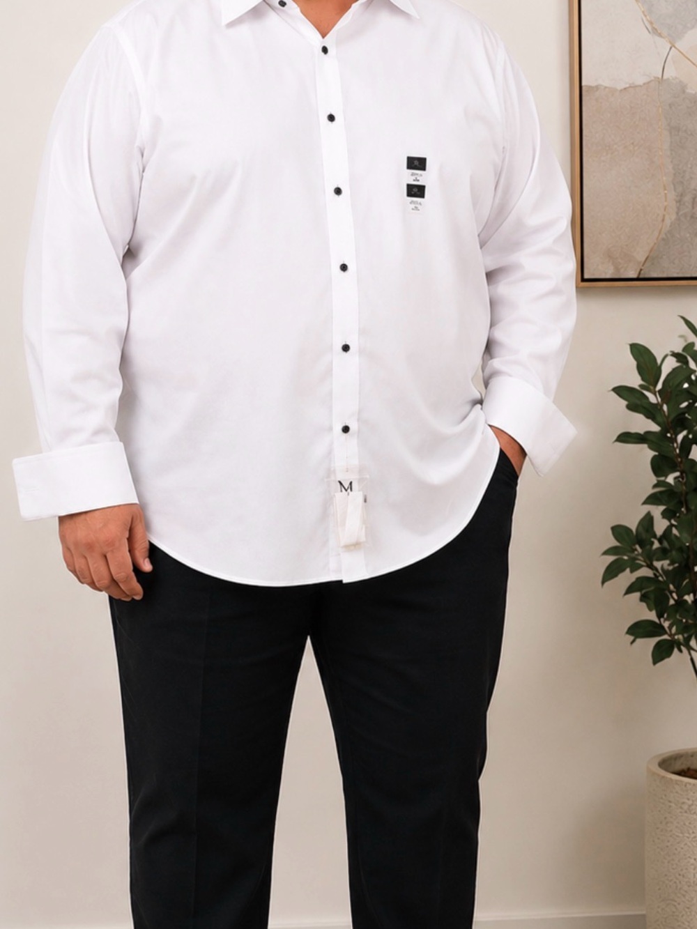 Joseph Abboud Men’s Dress Shirt Size 19 34/35 100% Egyptian Cotton White NWT
